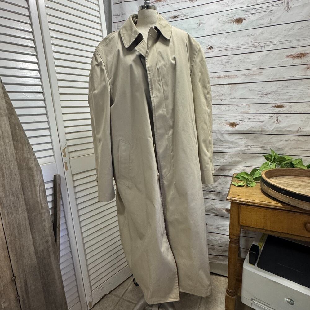 London Fog Men's Trench Coat w Removable Faux Fur Lining 44 Long 44L Classic Fit